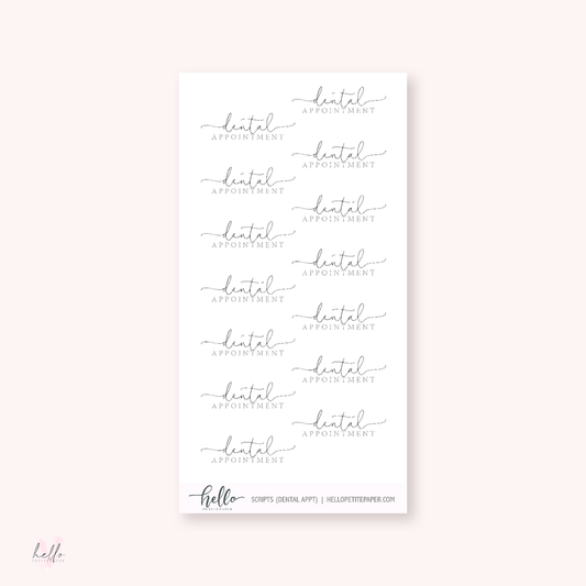 Mini scripts | Dental Appt - planner stickers