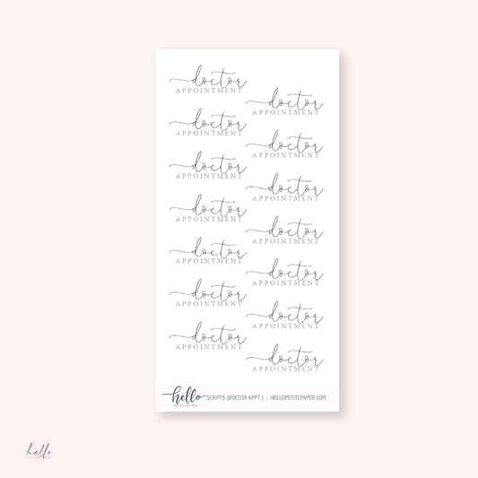 Mini scripts | Doctor Appt - planner stickers