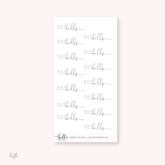 Mini scripts | Pay Bills - planner stickers