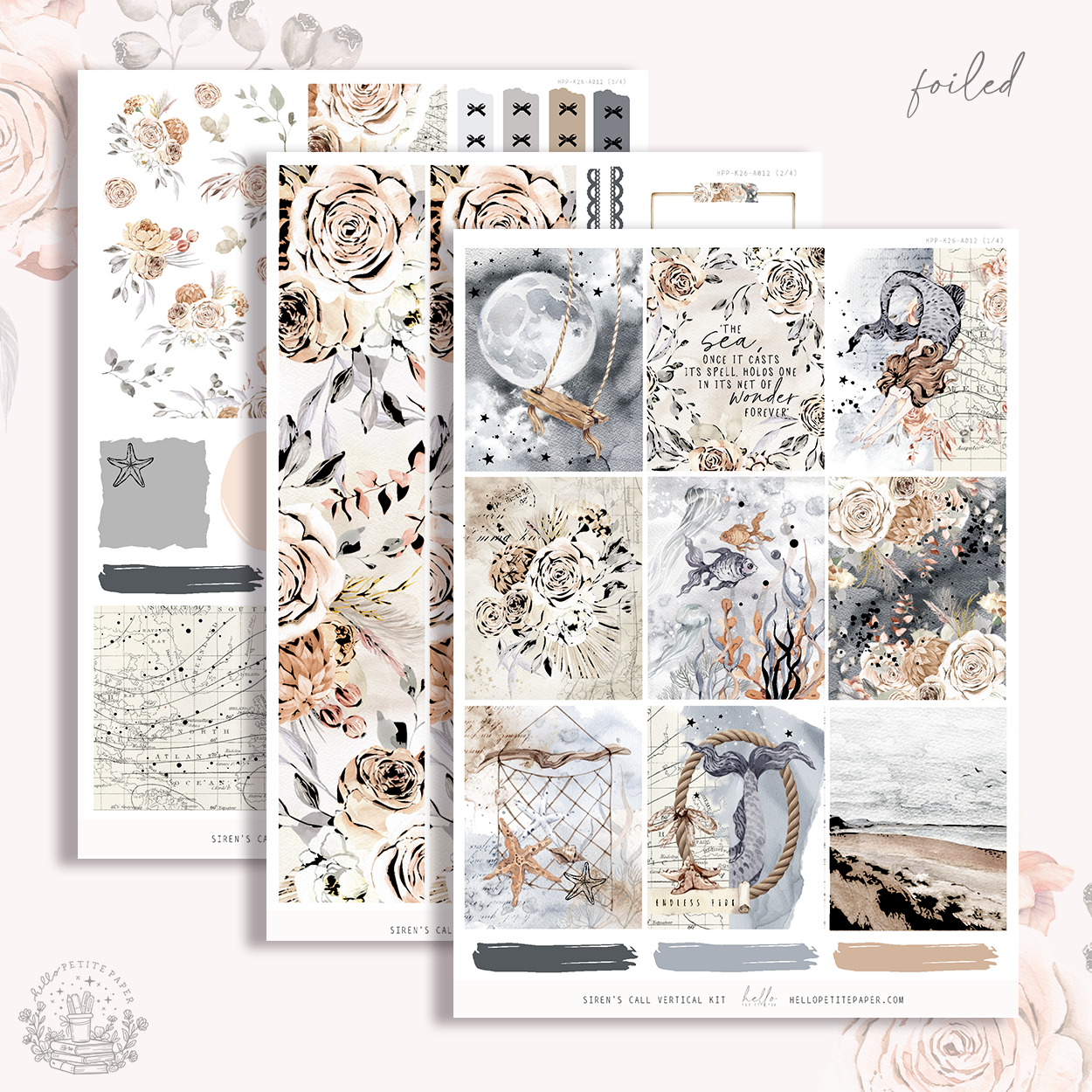 Siren's Call - silver FOILED KIT - premium matte paper sticker kit