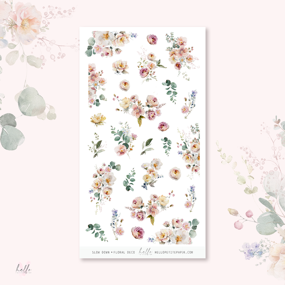 Slow Down - floral deco, planner stickers
