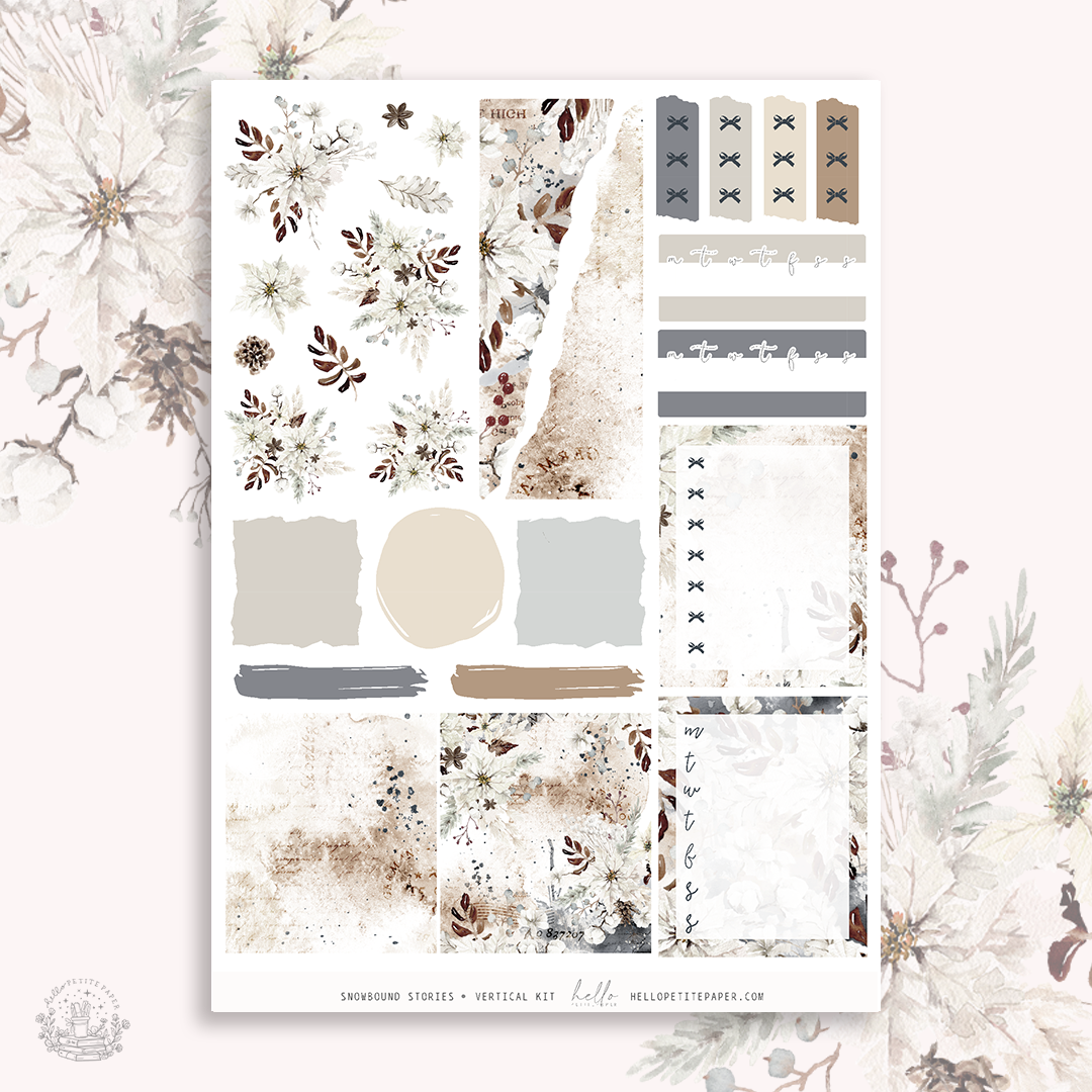 Snowbound stories - vertical planner sticker kit (4 sheets or a la carte)