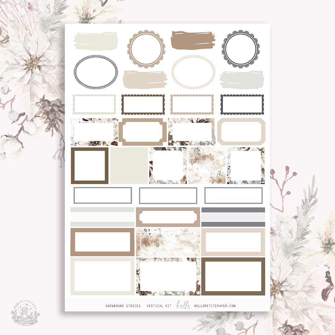 Snowbound stories - vertical planner sticker kit (4 sheets or a la carte)