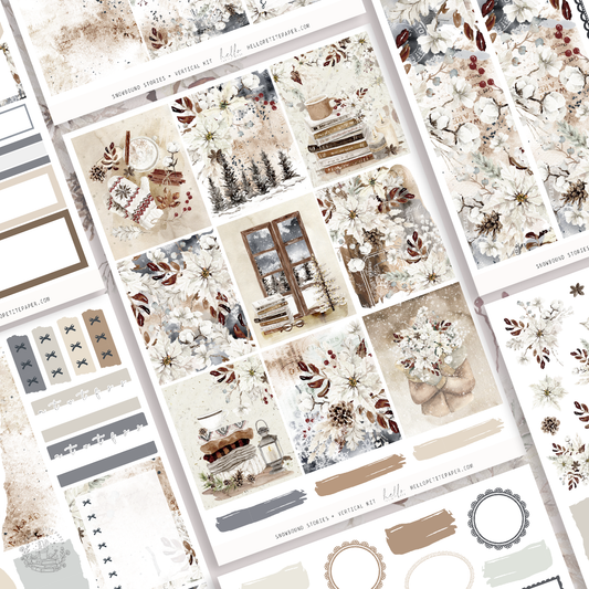 Snowbound stories - vertical planner sticker kit (4 sheets or a la carte)