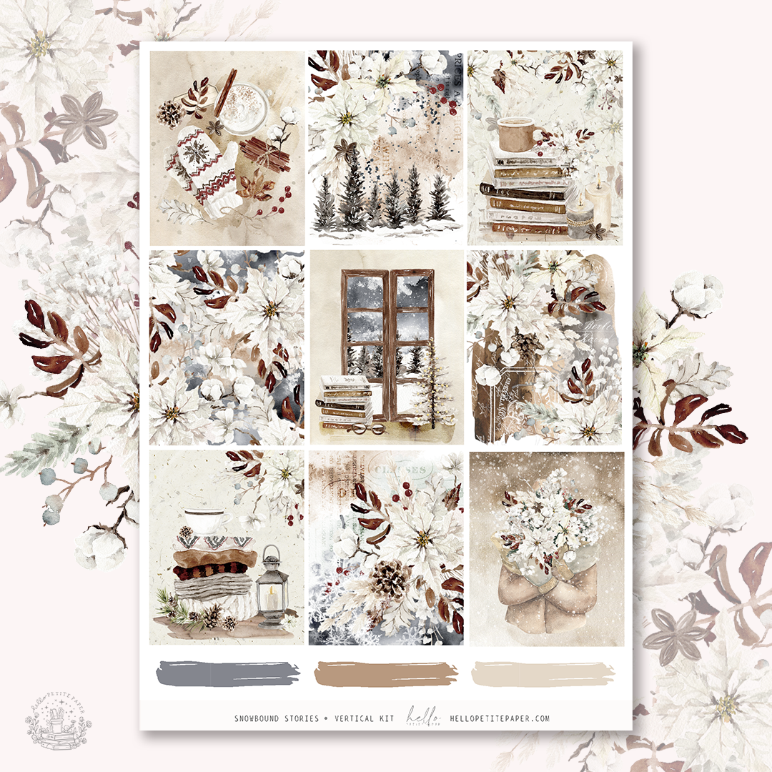 Snowbound stories - vertical planner sticker kit (4 sheets or a la carte)