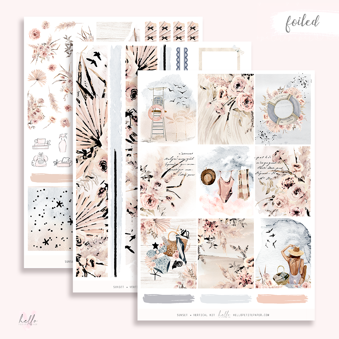 Sunset  - ROSE GOLD FOILED KIT - premium matte paper sticker kit