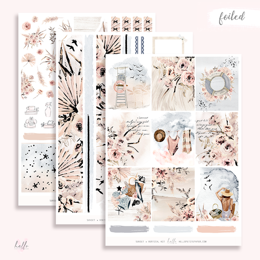 Sunset  - ROSE GOLD FOILED KIT - premium matte paper sticker kit