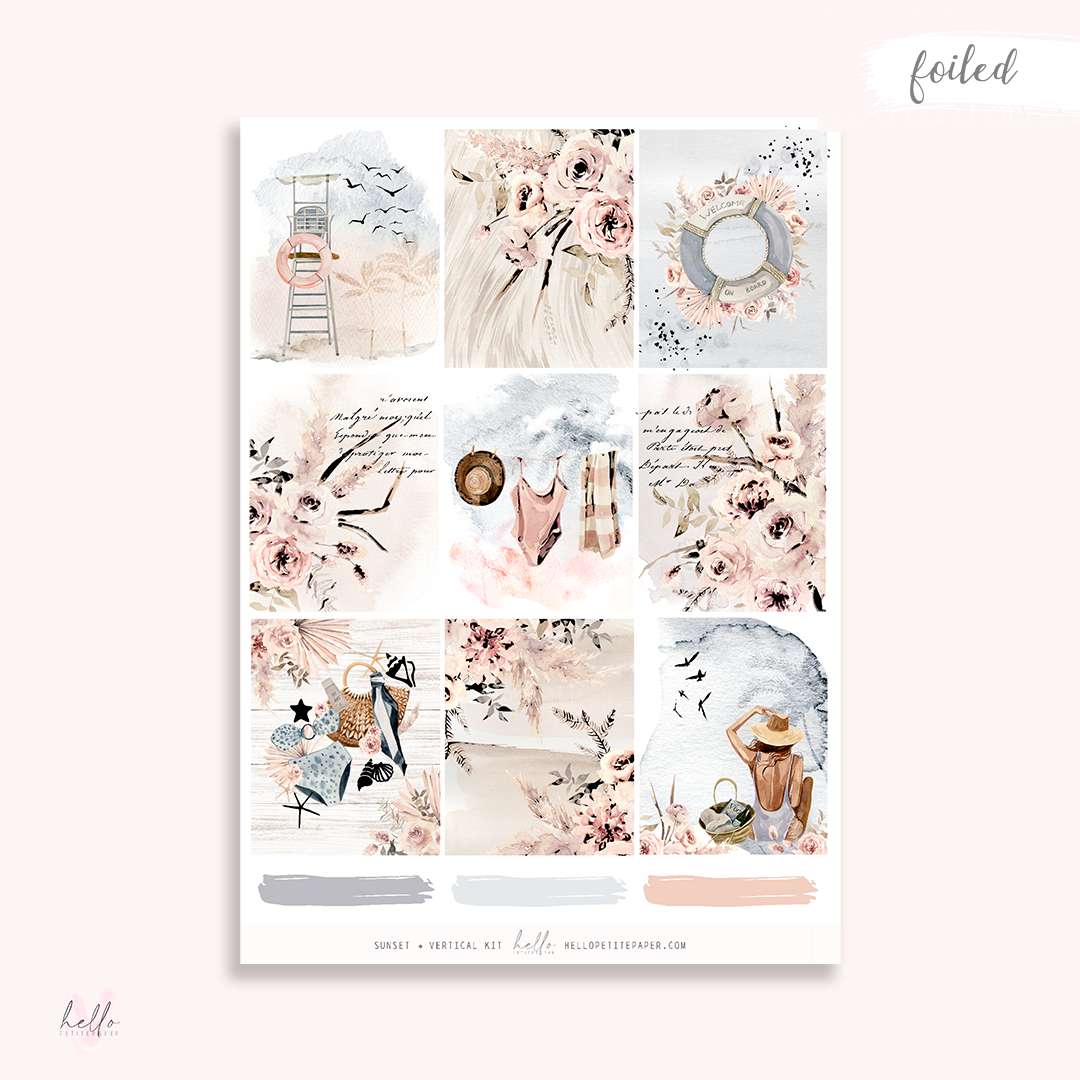 Sunset  - ROSE GOLD FOILED KIT - premium matte paper sticker kit
