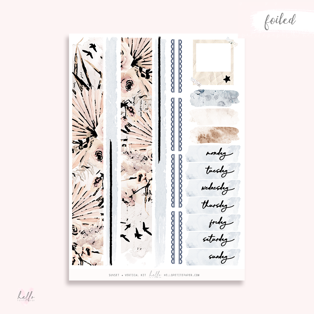 Sunset  - ROSE GOLD FOILED KIT - premium matte paper sticker kit
