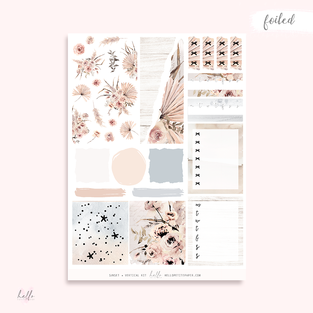 Sunset  - ROSE GOLD FOILED KIT - premium matte paper sticker kit