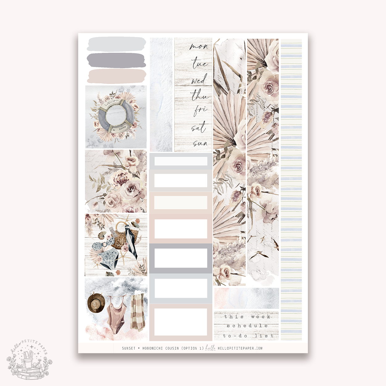 Sunset -  Hobonichi Cousin Sticker Kit