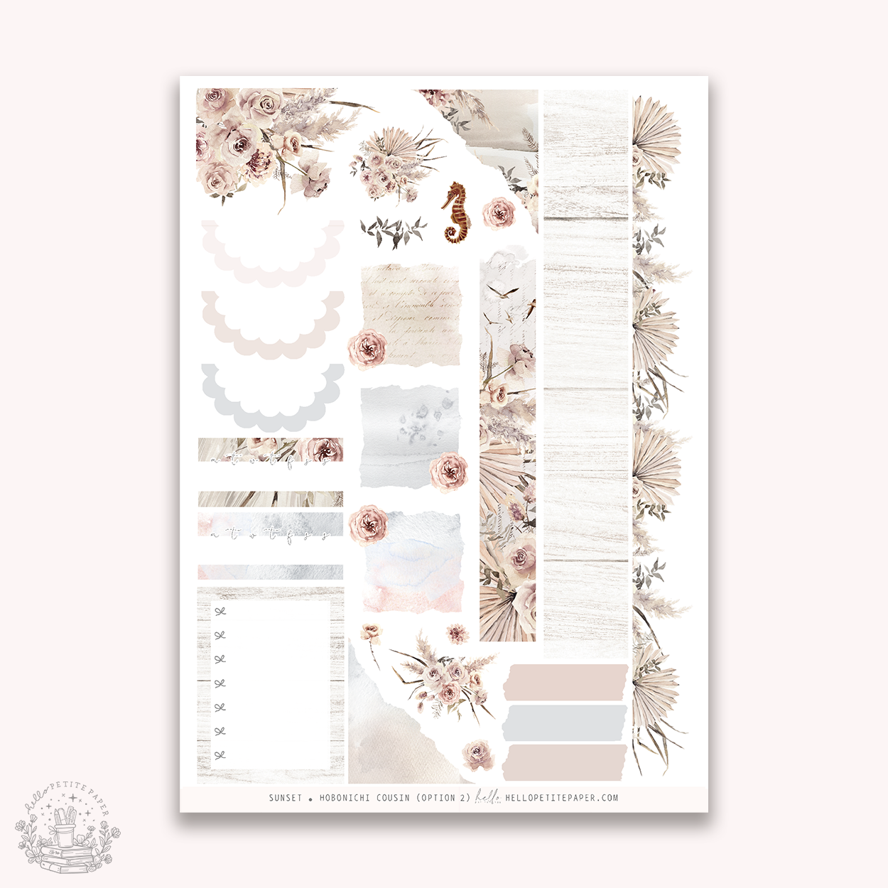 Sunset -  Hobonichi Cousin Sticker Kit