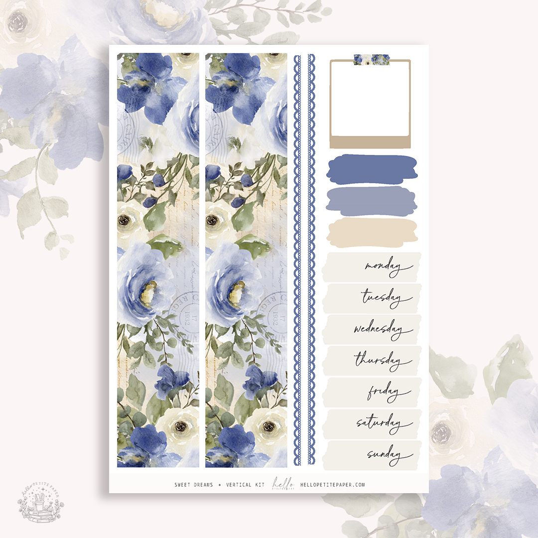 Sweet Dreams  - vertical planner sticker kit (4 sheets or a la carte)