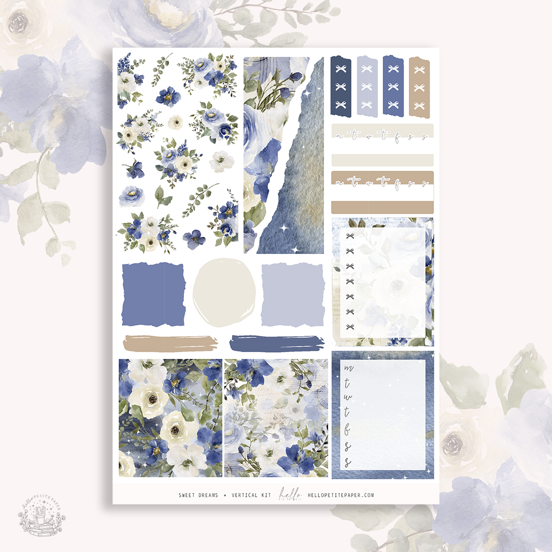 Sweet Dreams  - vertical planner sticker kit (4 sheets or a la carte)