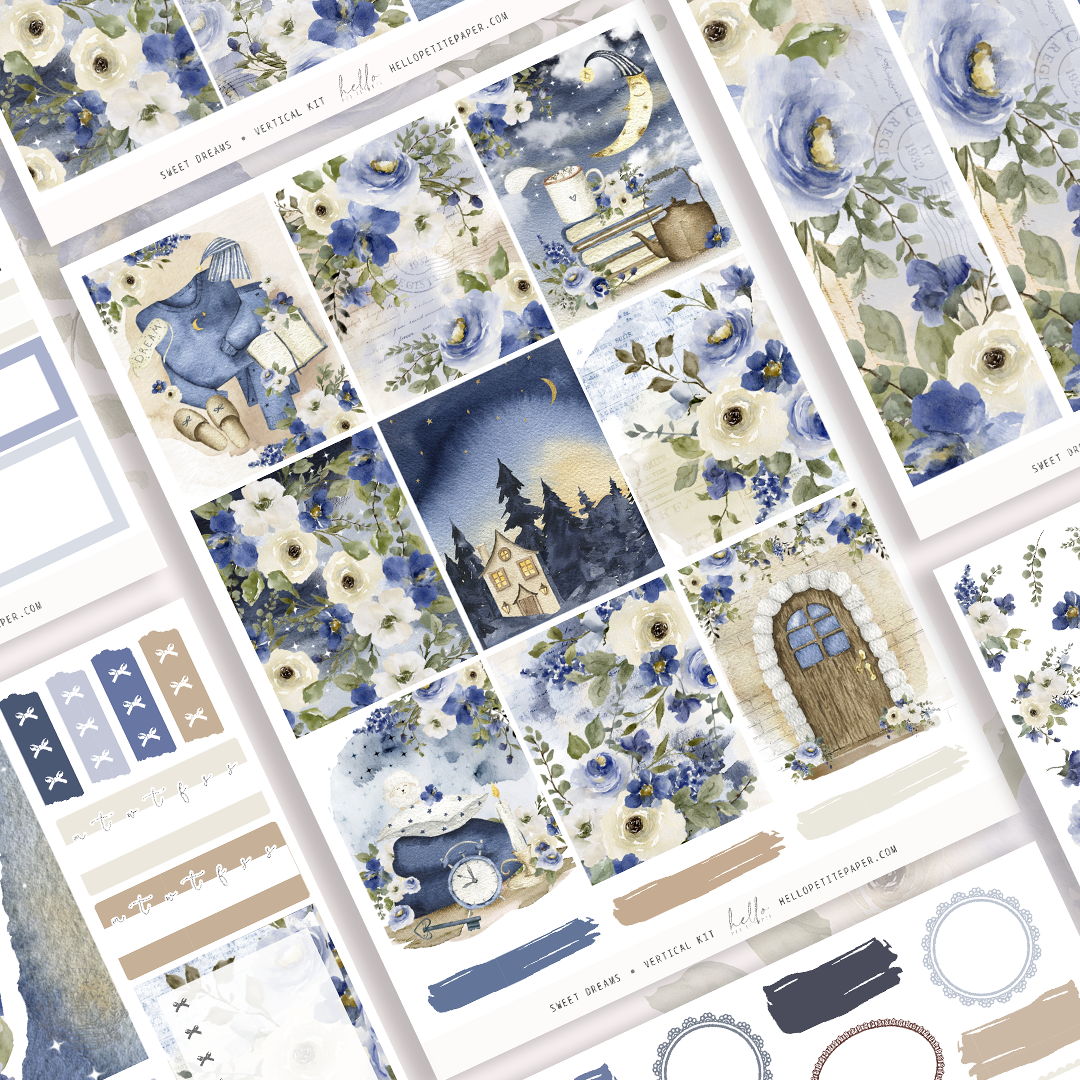 Sweet Dreams  - vertical planner sticker kit (4 sheets or a la carte)