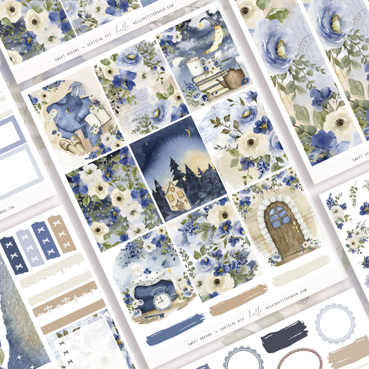 Sweet Dreams  - vertical planner sticker kit (4 sheets or a la carte)