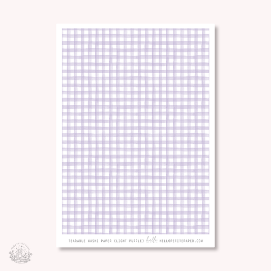 Washi paper - Light Puprple  Gingham | tearable washi sheet