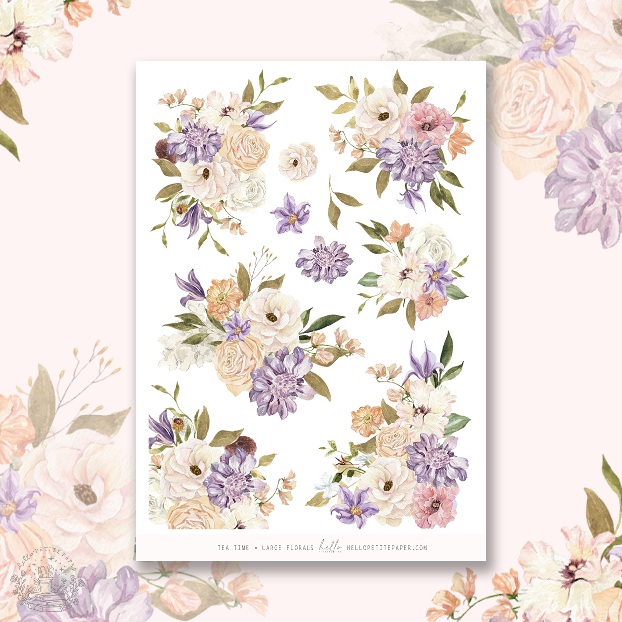 Tea time - Large Floral Deco Stickers
