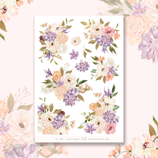 Tea time - Large Floral Deco Stickers