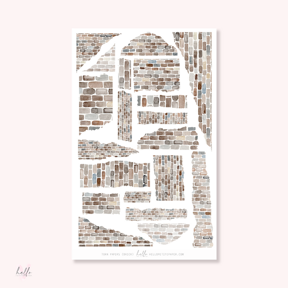 Torn papers - Journaling stickers (brick pattern)