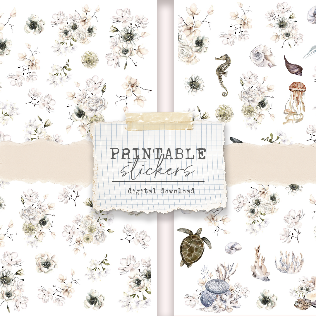 Printable stickers - Underwater deco stickers (2 designs)