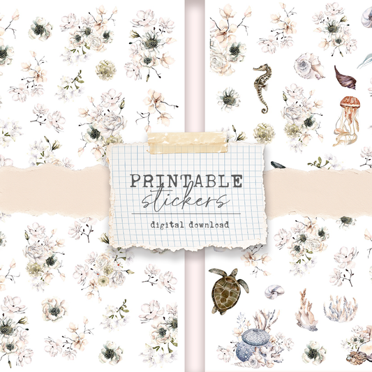 Printable stickers - Underwater deco stickers (2 designs)