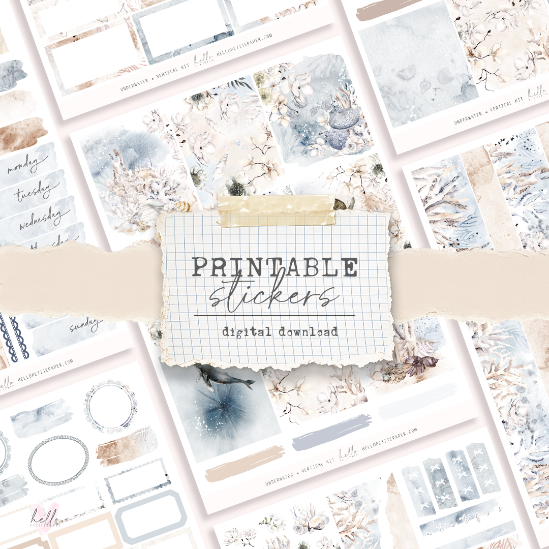 Printable stickers - Underwater sticker kit