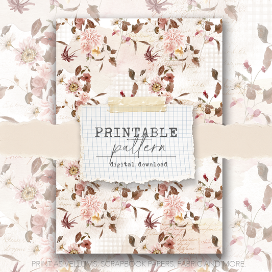 Digital Download - Printable Paper/Vellum (Autumn colors brown)