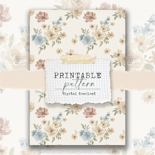 Digital Download - Printable Paper/Vellum (Neutral Florals 4)