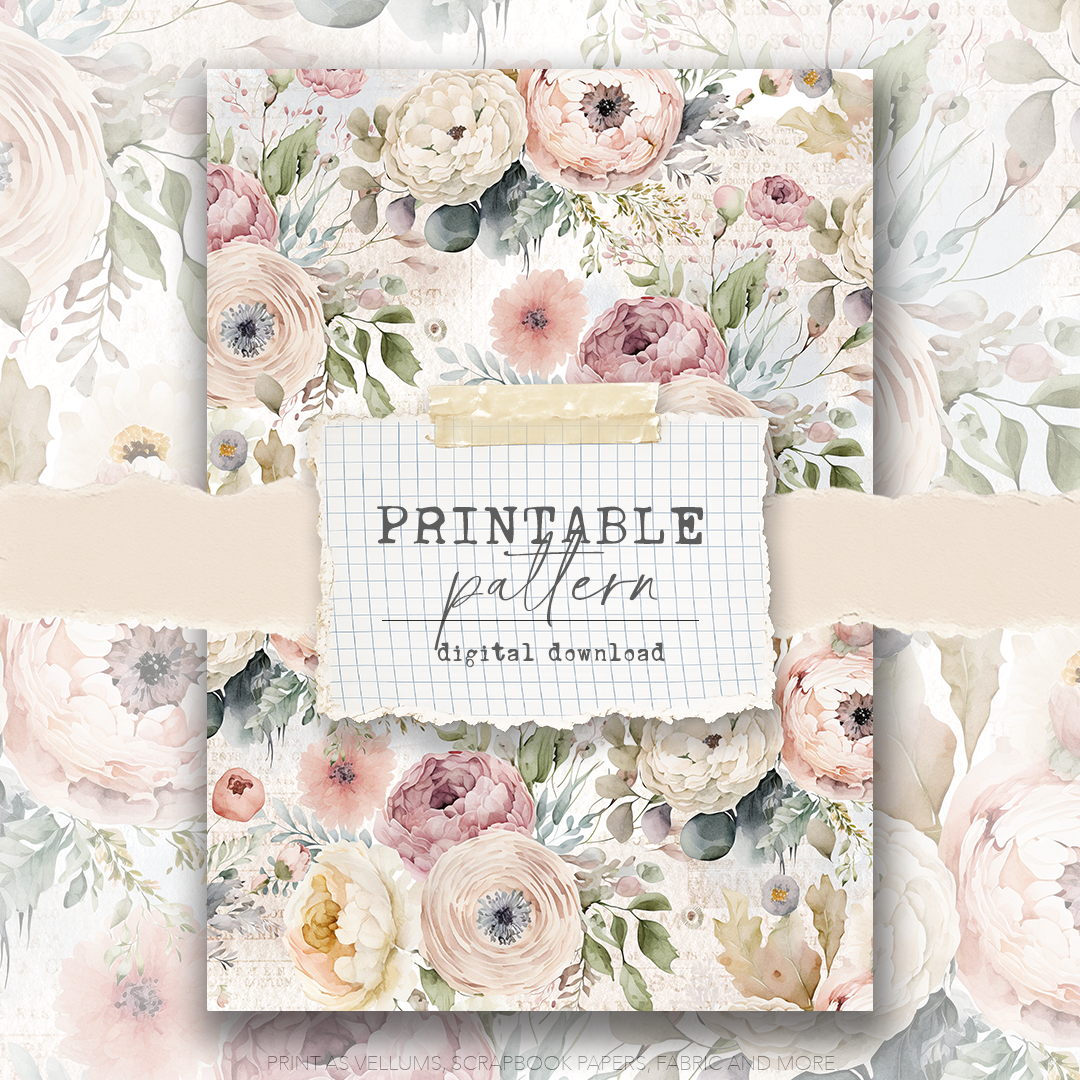 Digital Download - Printable Paper/Vellum (Pretty florals)