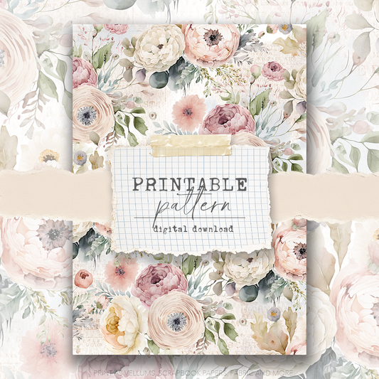 Digital Download - Printable Paper/Vellum (Pretty florals)