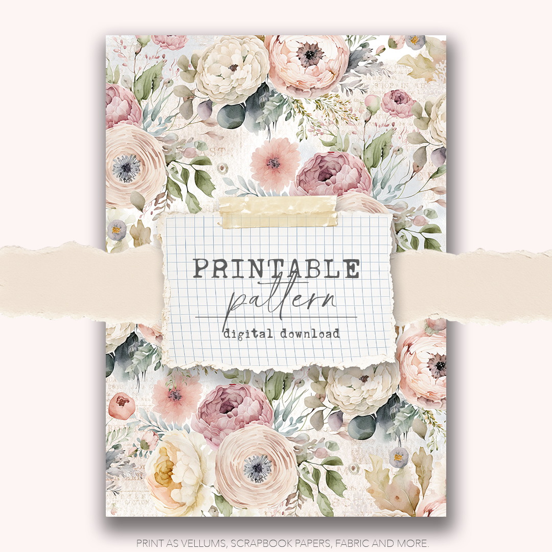 Digital Download - Printable Paper/Vellum (Pretty florals)