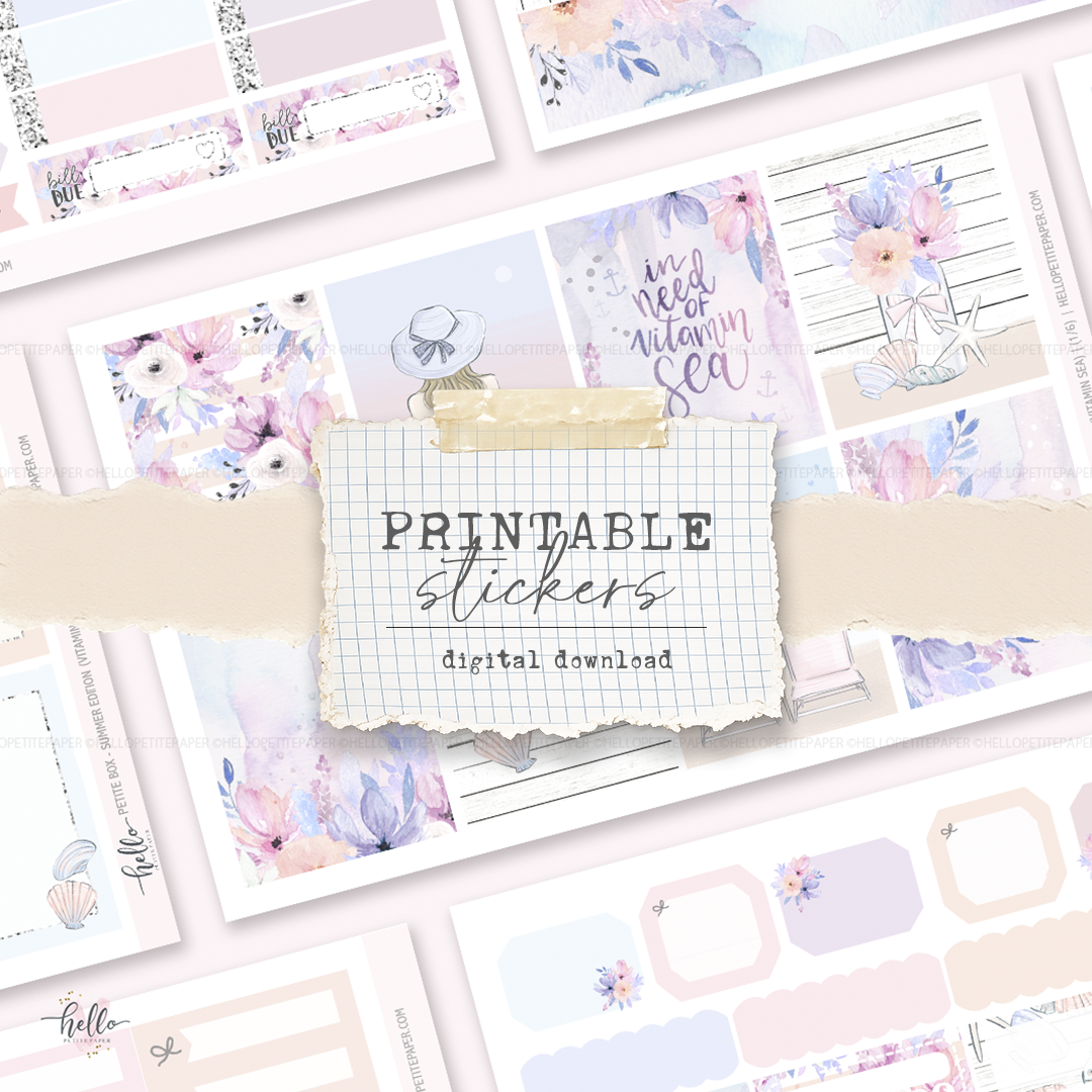 Printable sticker kit - Vitamin Sea  (6 sticker sheets)