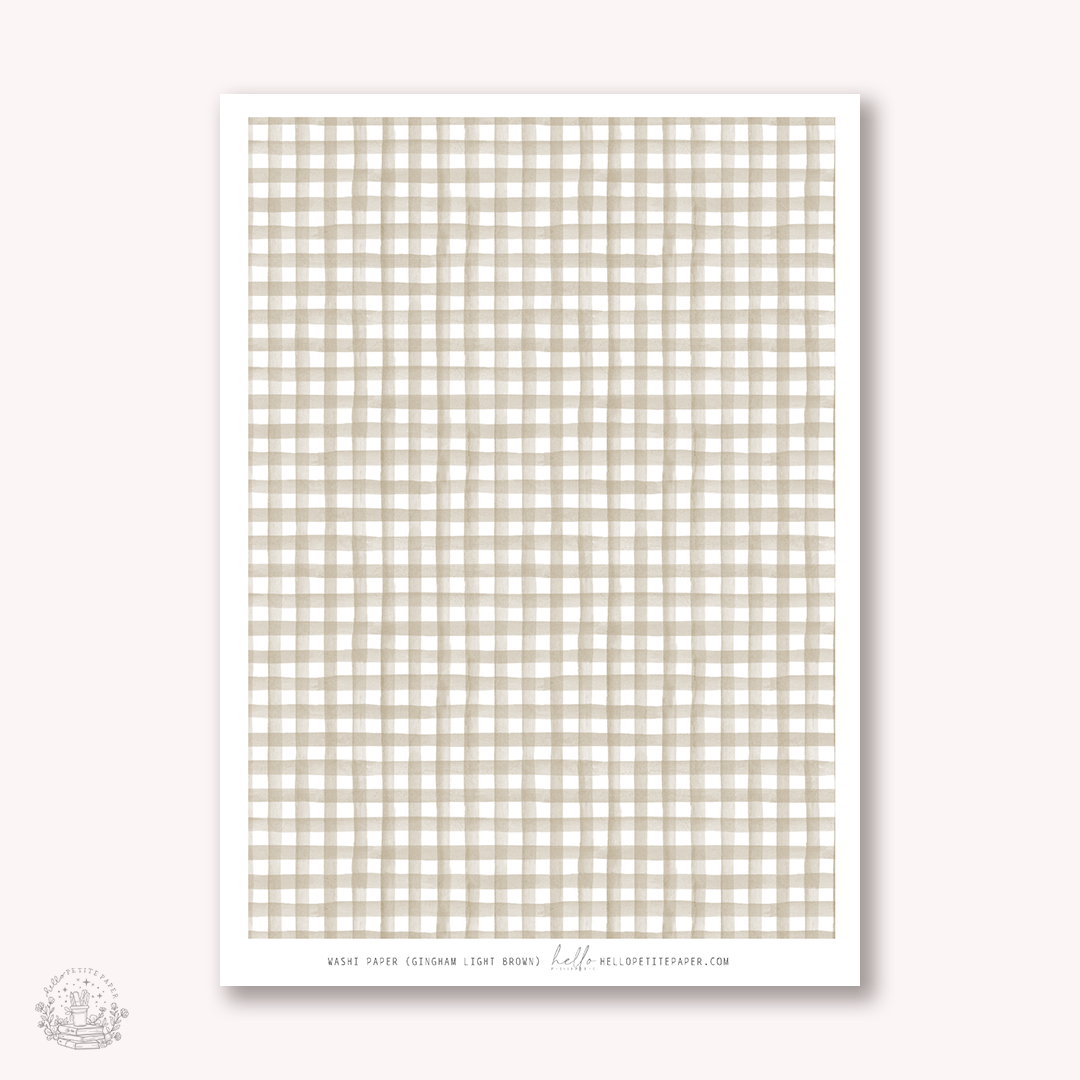 Washi paper - WARM Gingham collection | tearable washi sheet (select your design)