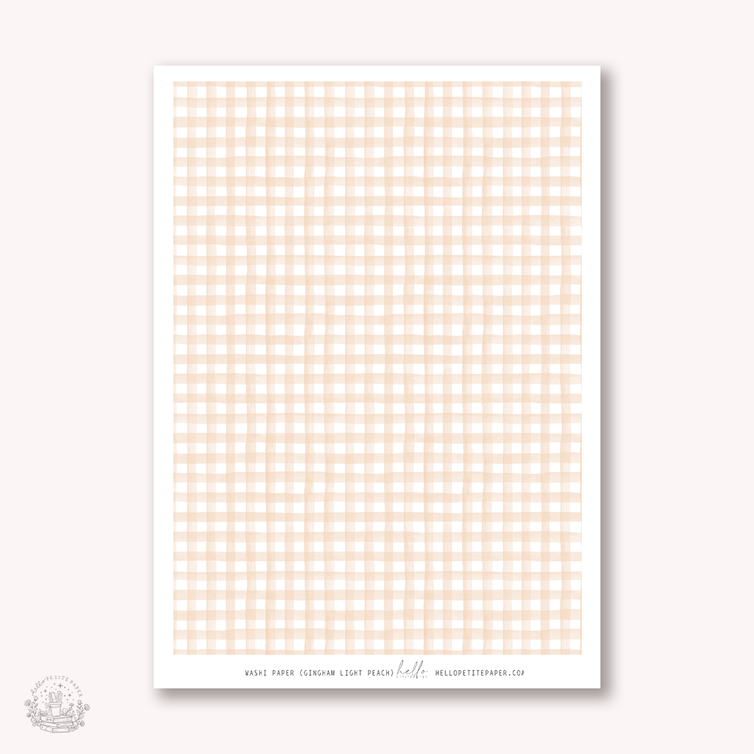 Washi paper - WARM Gingham collection | tearable washi sheet (select your design)