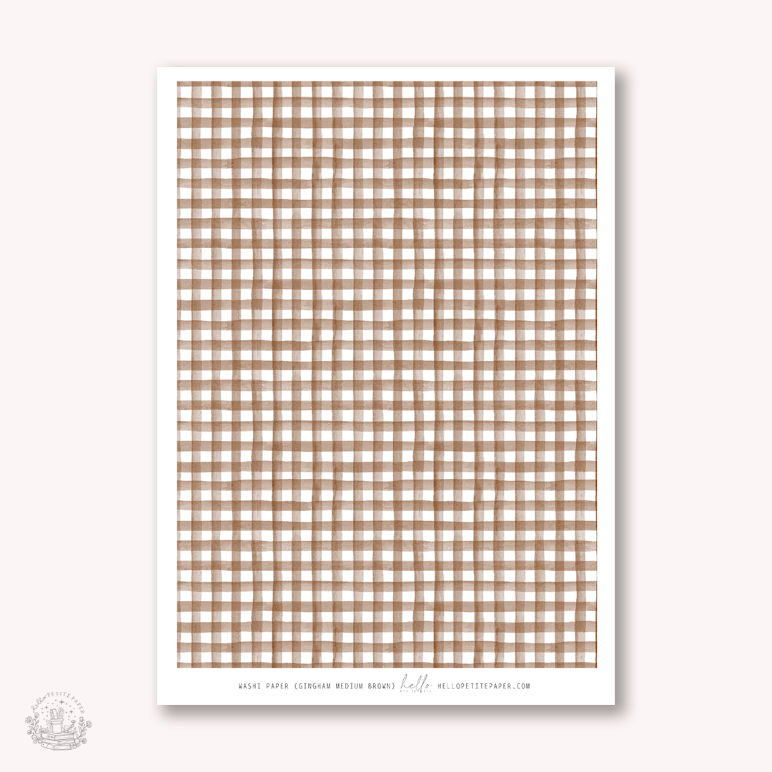 Washi paper - WARM Gingham collection | tearable washi sheet (select your design)