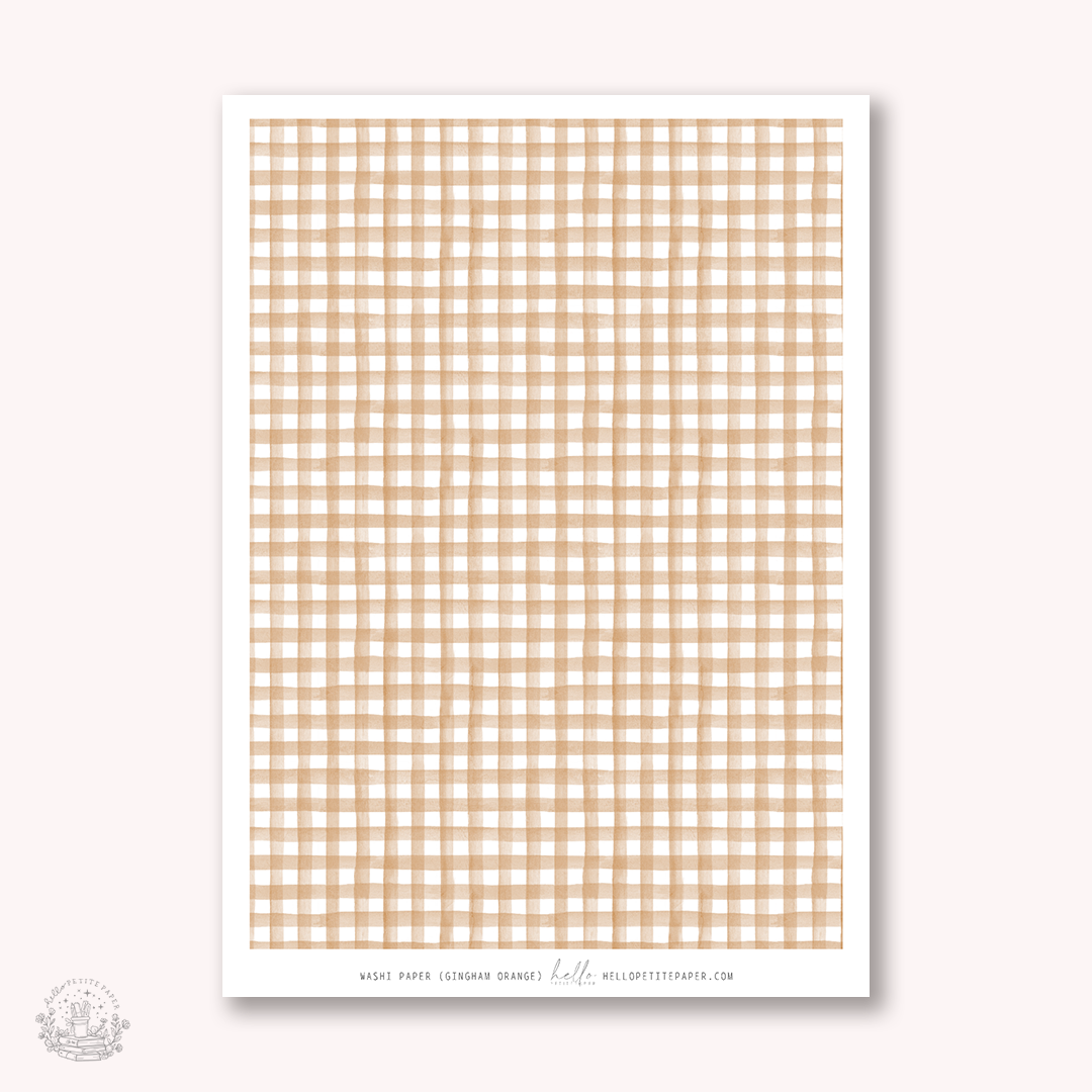 Washi paper - WARM Gingham collection | tearable washi sheet (select your design)