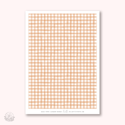 Washi paper - WARM Gingham collection | tearable washi sheet (select your design)