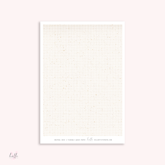 Washi paper - Neutral Grid | tearable washi sheet