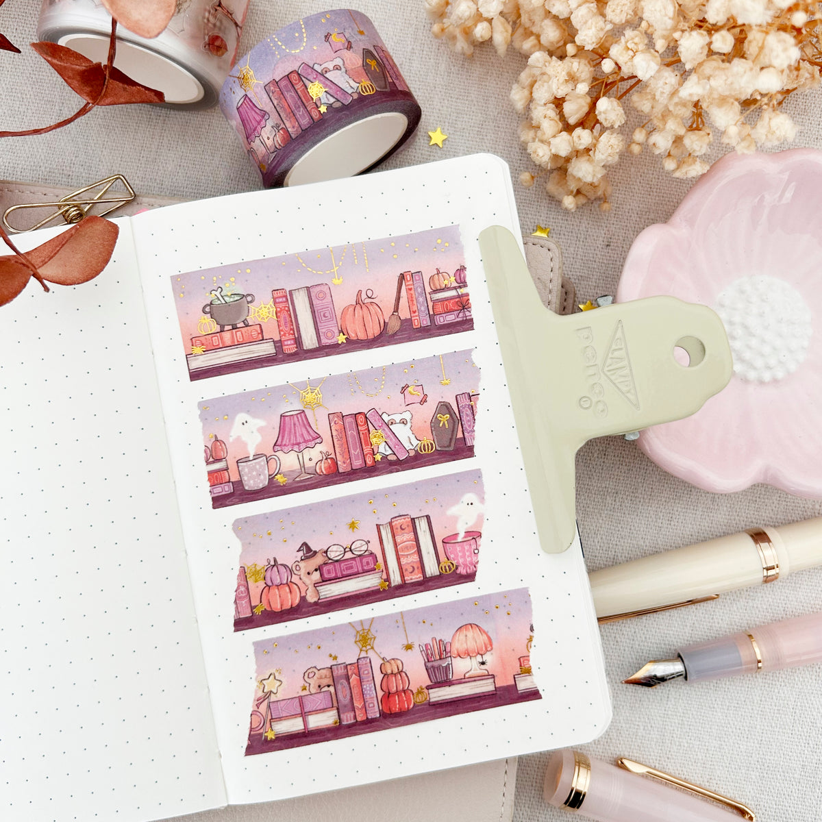 Haunted Library - Gold Foiled washi tape (25mm).
