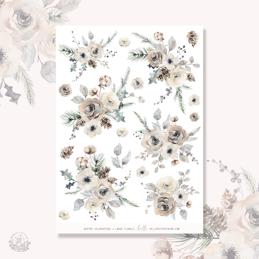 Winter Celebration - Large Floral Deco Stickers