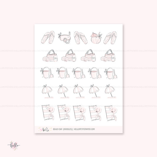 Doodle icons (BEACH) - planner stickers