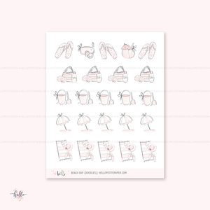 Doodle icons (BEACH) - planner stickers