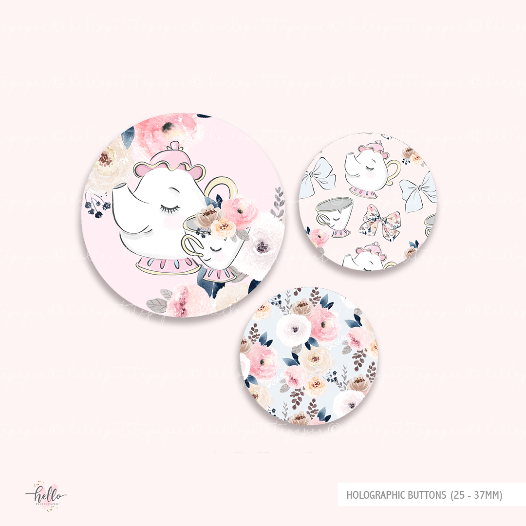 Button Pins - Belle (3 holographic button pins)