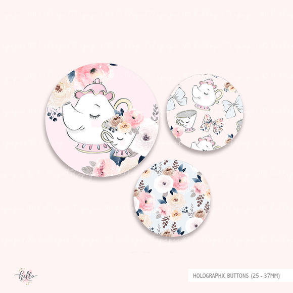 Button Pins - Belle (3 holographic button pins)
