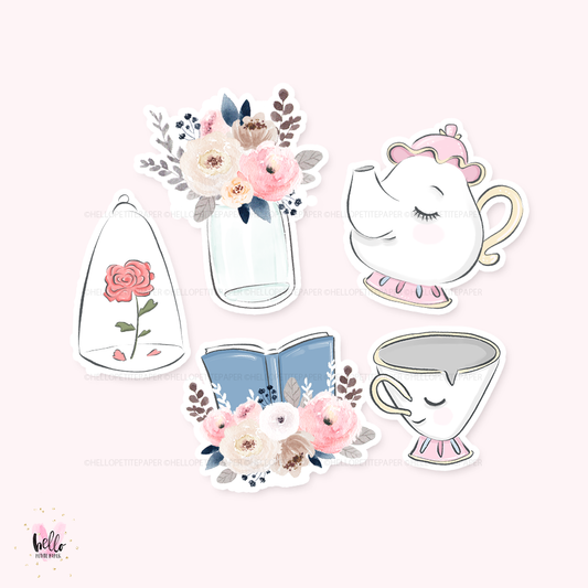 Belle sticker die-cuts (set of 5)