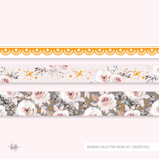 Boudoir - washi set (3 silver foil washi tapes)