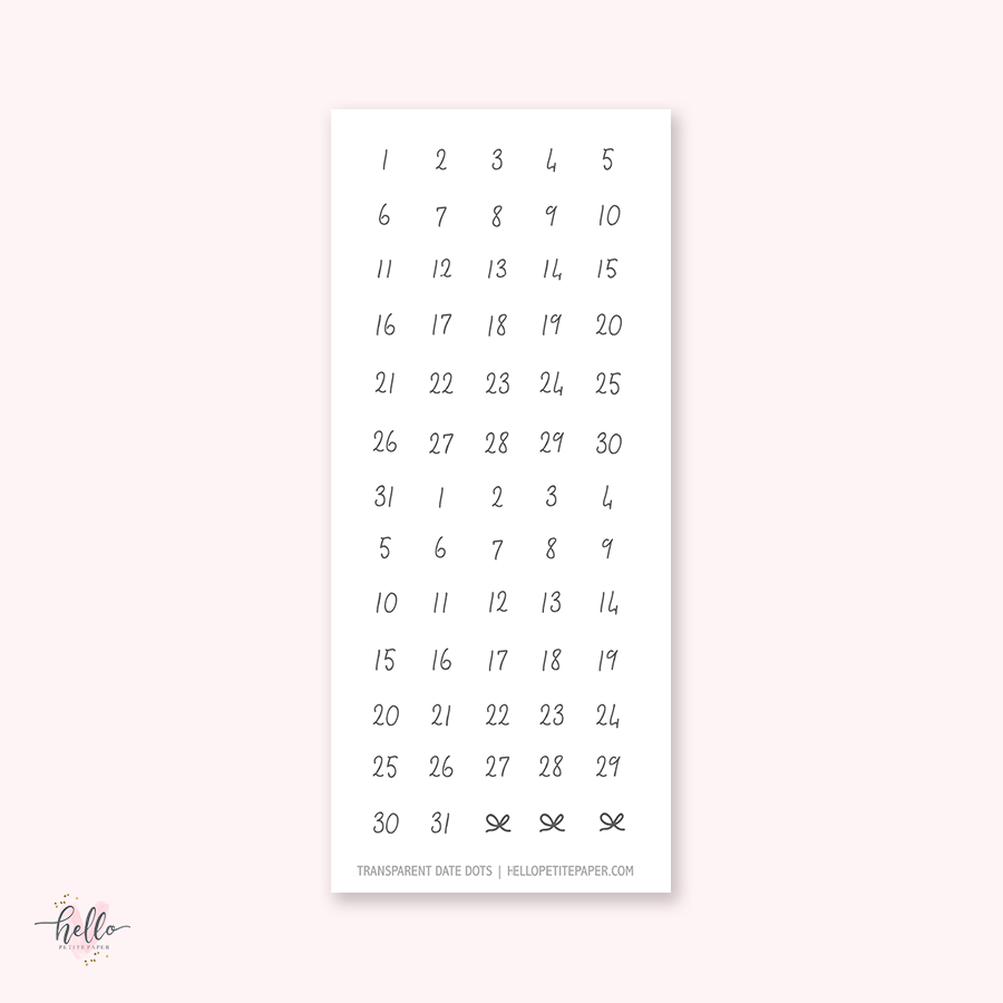 Date dots - transparent matte paper