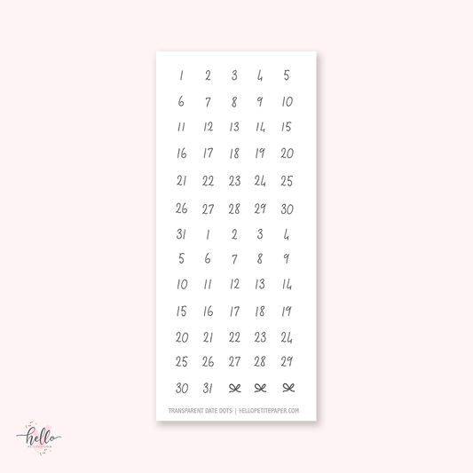 Date dots - transparent matte paper