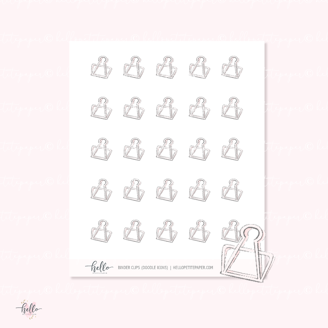 Doodle Icons (BINDER CLIP) | hand-drawn planner stickers